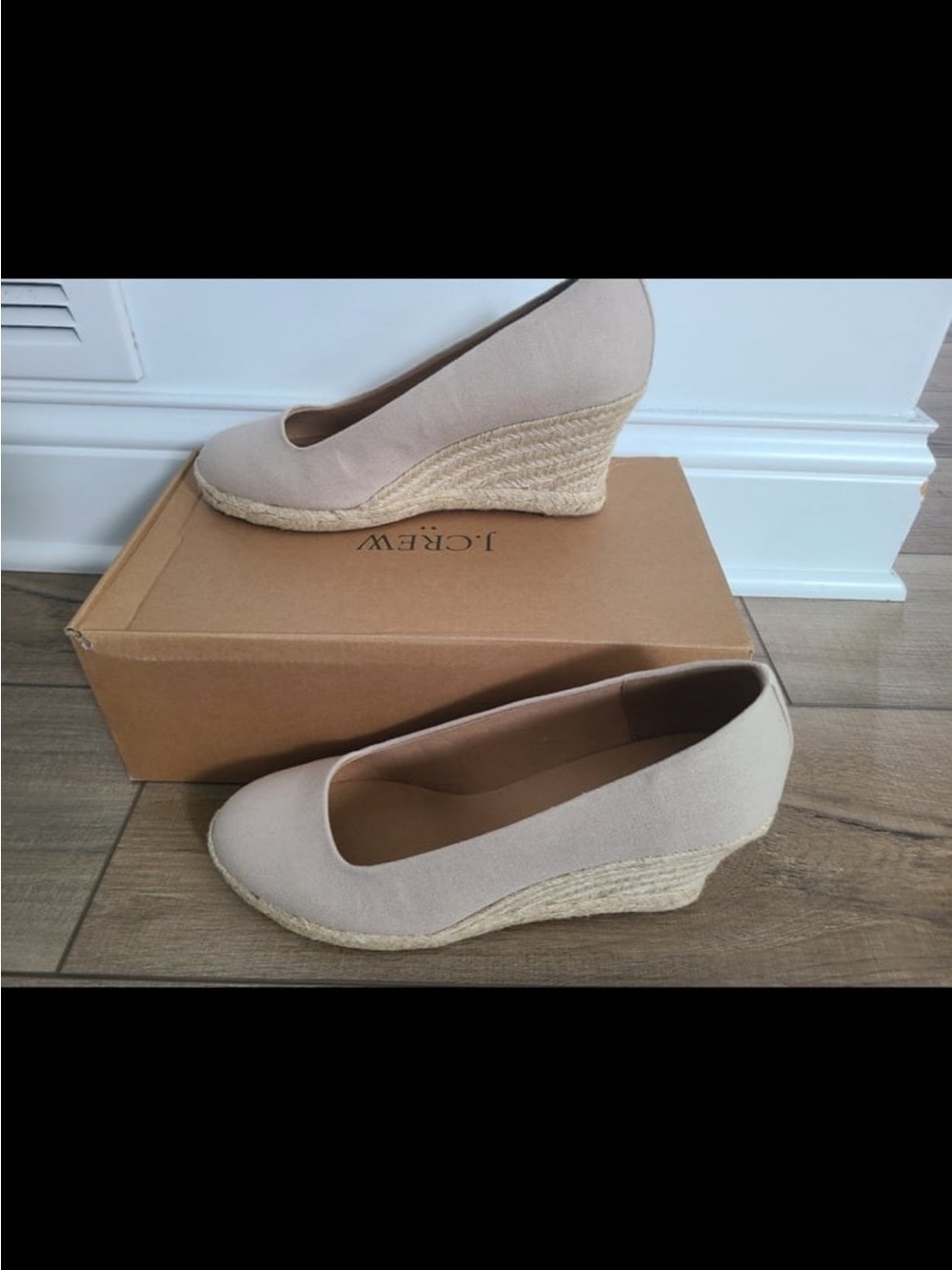J. Crew Neutral Beige Espadrille Wedge Pumps